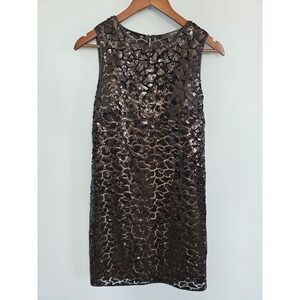 Per Se‎ Formal Floral Patterned Sequin Sleeveless Dress Size 4 With Lining